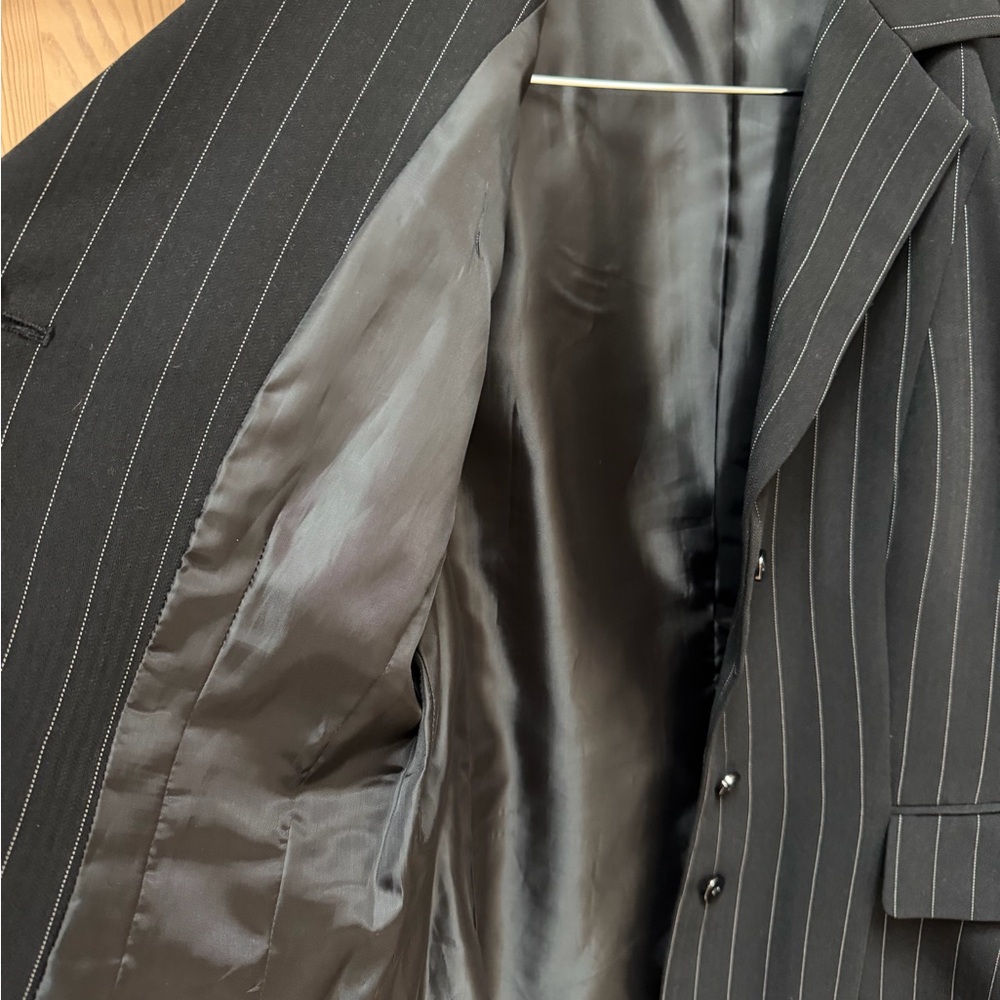 Women's Black Pinstripe Suit Jacket & Pants - Picture 3 of 10